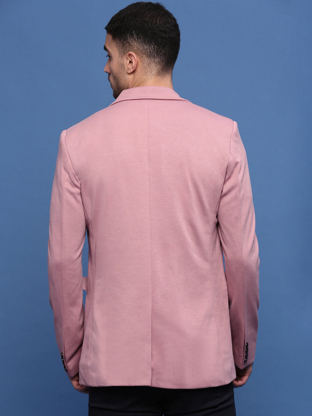 Men's Peach Slim Fit Single Breasted Notched Lapel Cotton Blazers