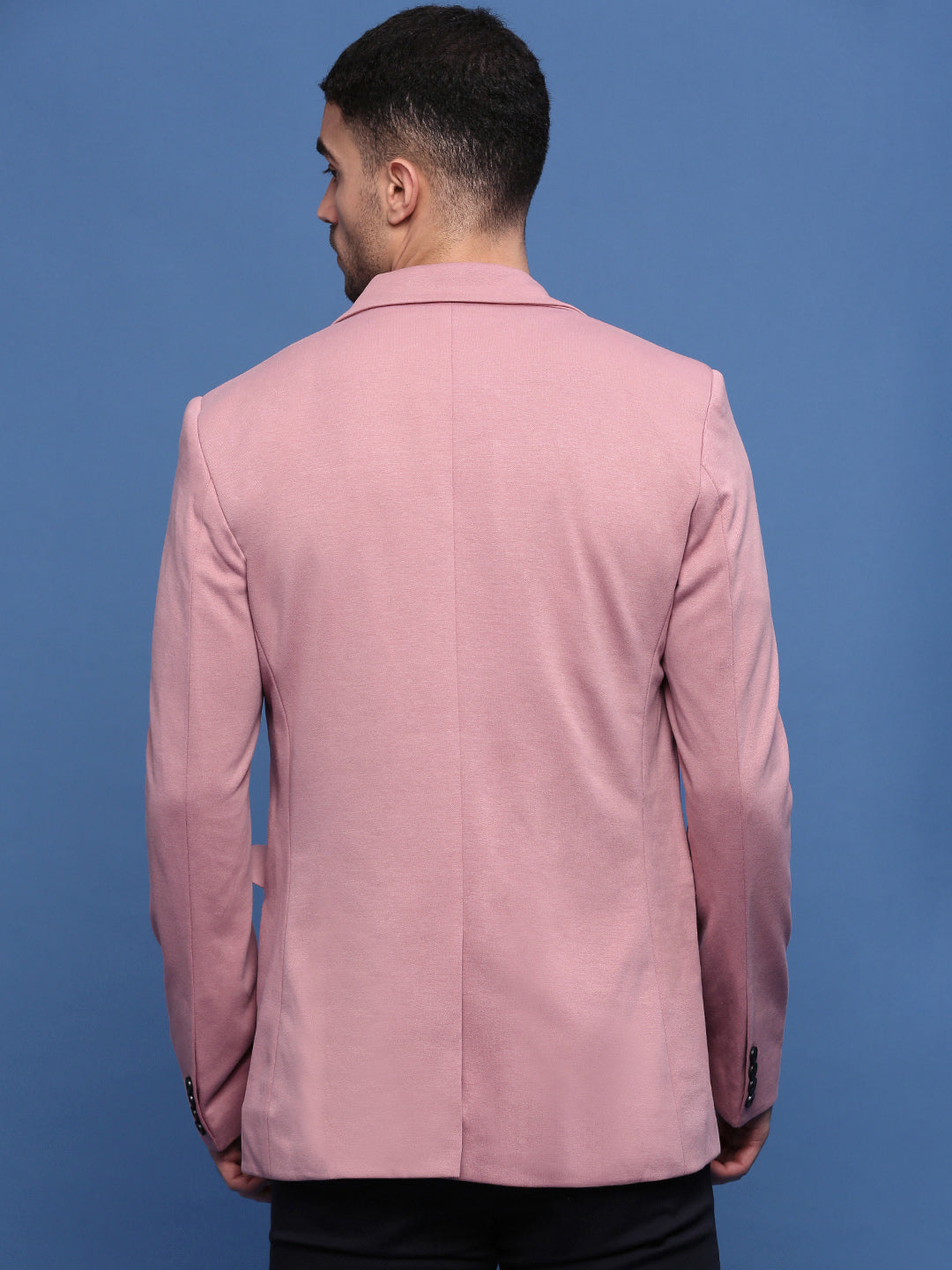 Men's Peach Slim Fit Single Breasted Notched Lapel Cotton Blazers