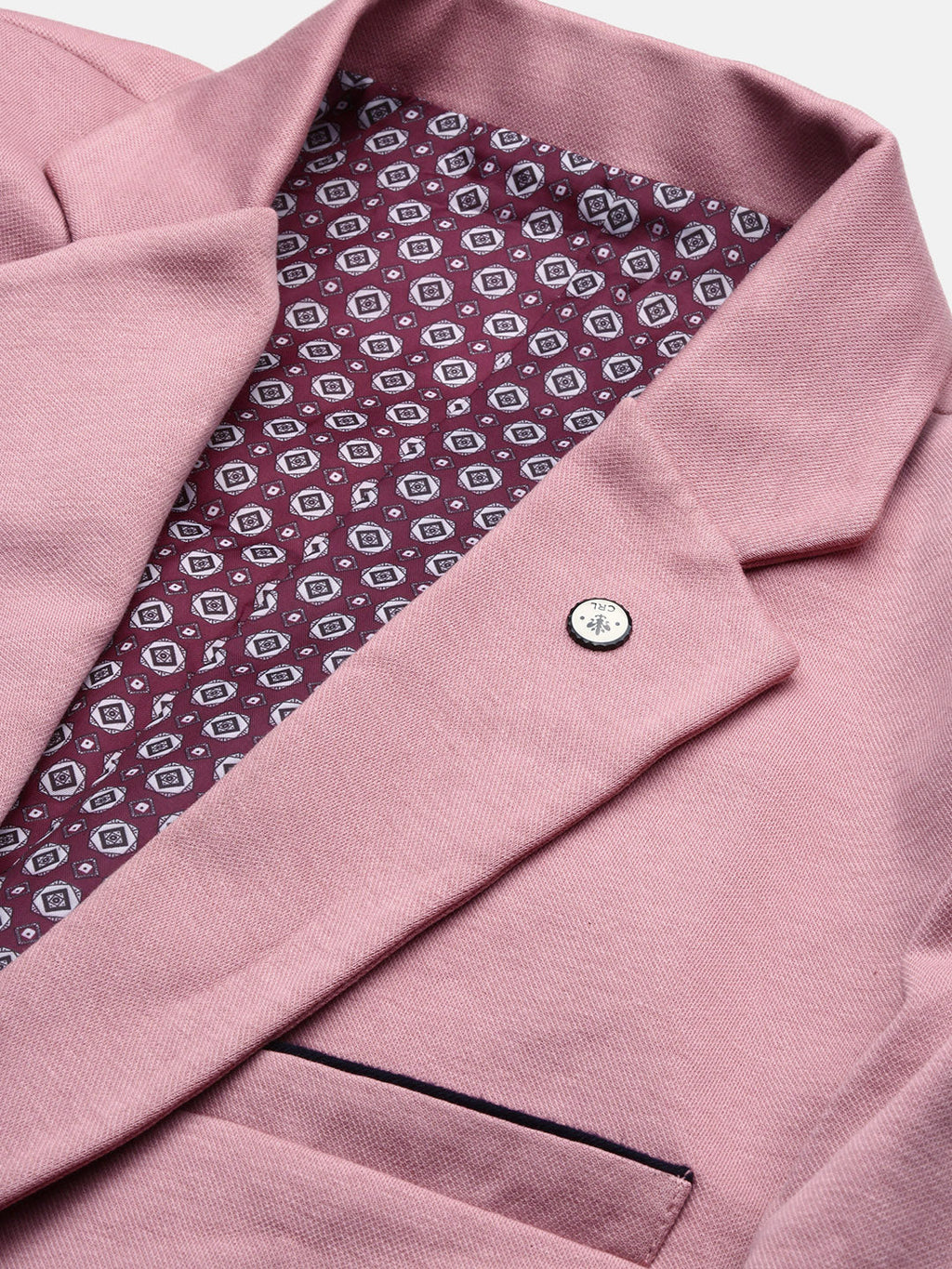 Men's Peach Slim Fit Single Breasted Notched Lapel Cotton Blazers