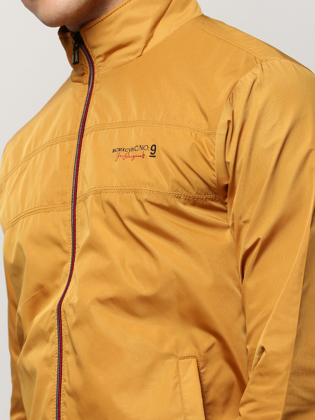 Men's Mustard Mock Collar Bomber Jacket