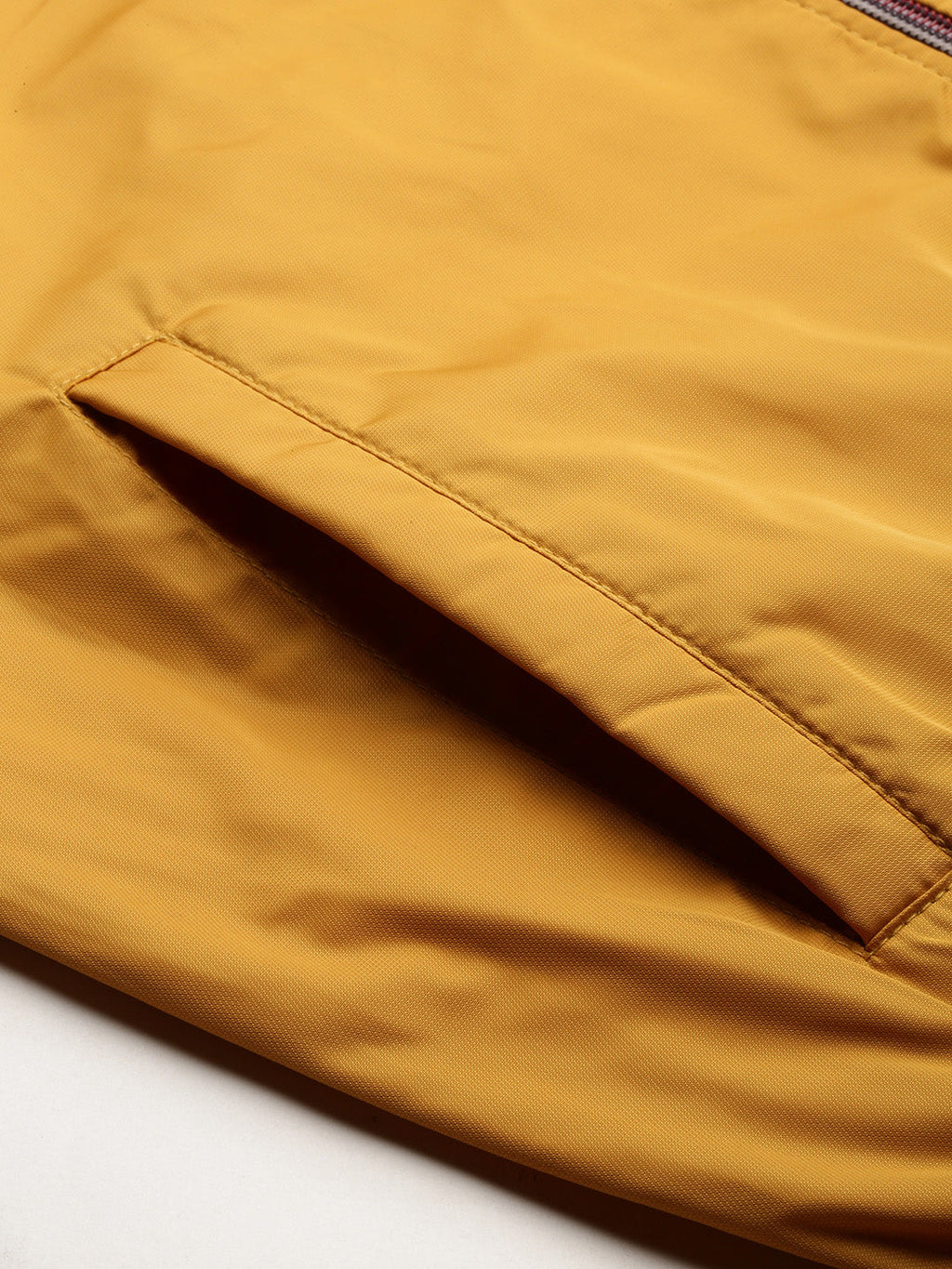 Men's Mustard Mock Collar Bomber Jacket