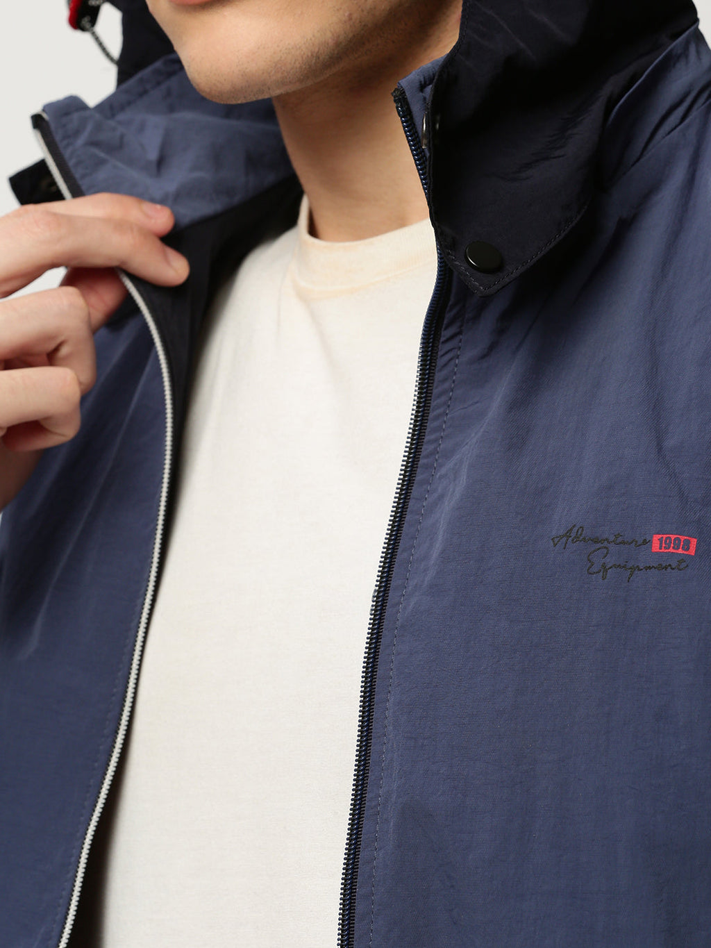 Men's Blue Colourblock Casual Bomber Jackets