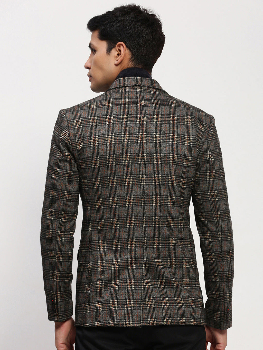 Men's Grey Checked Single Breasted Blazer