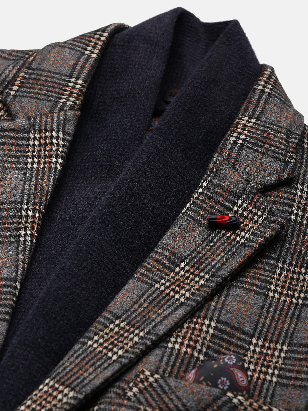 Men's Grey Checked Single Breasted Blazer