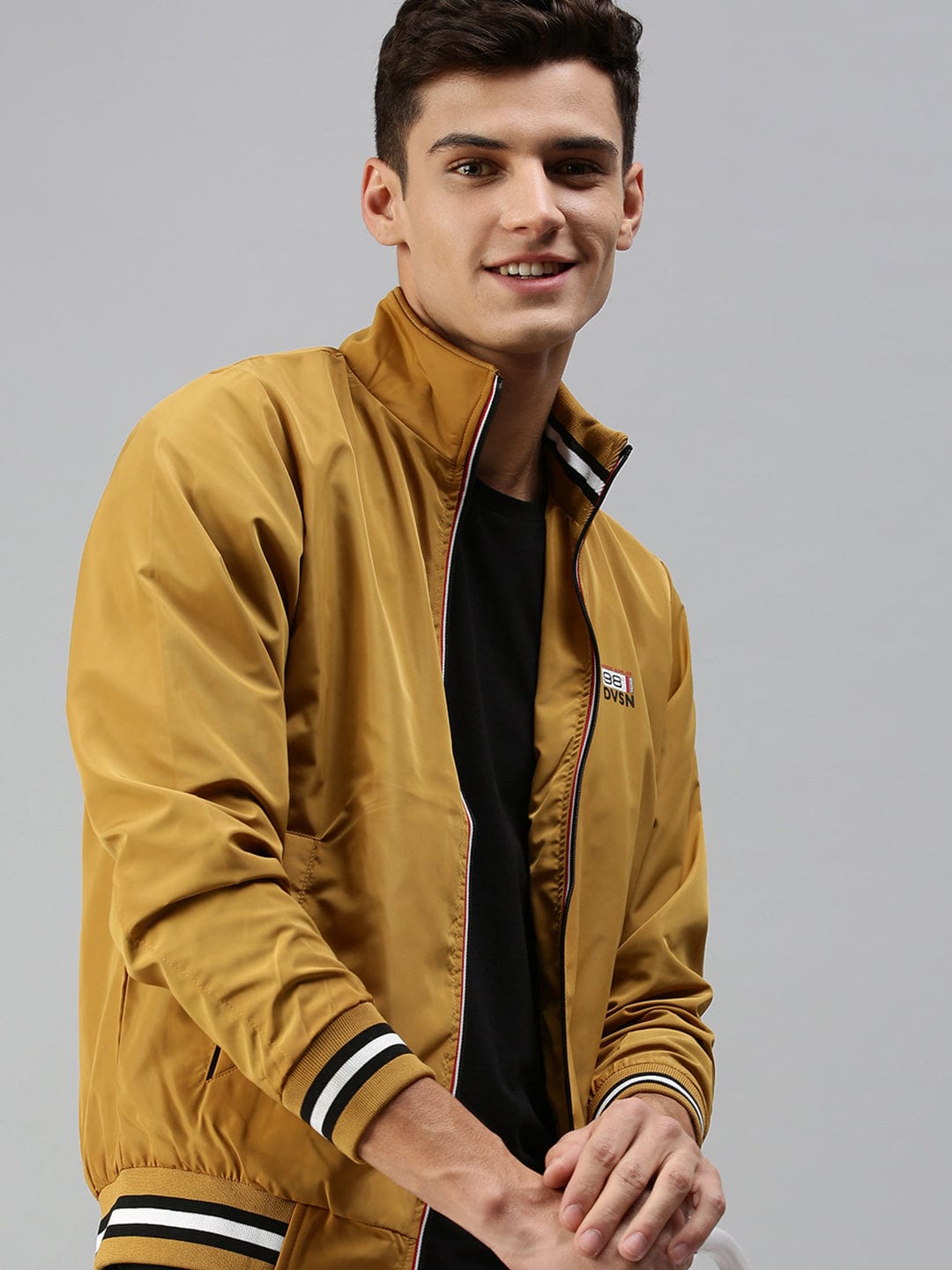 Men's Yellow Bomber with Embroidered Jacket