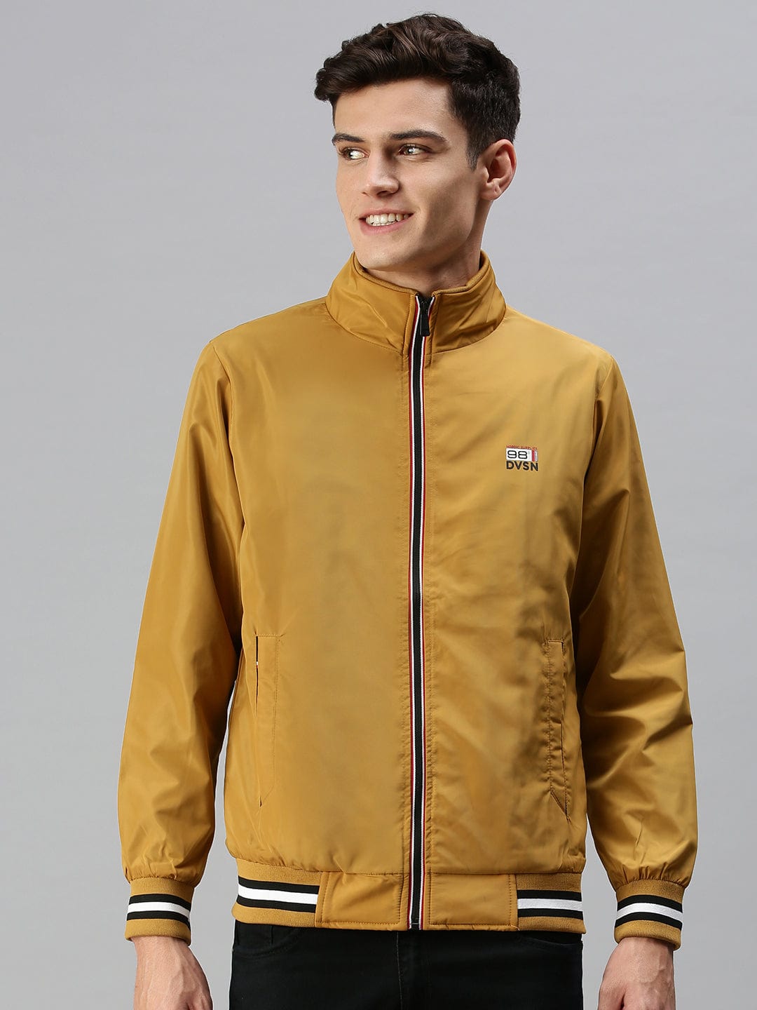 Men's Yellow Bomber with Embroidered Jacket