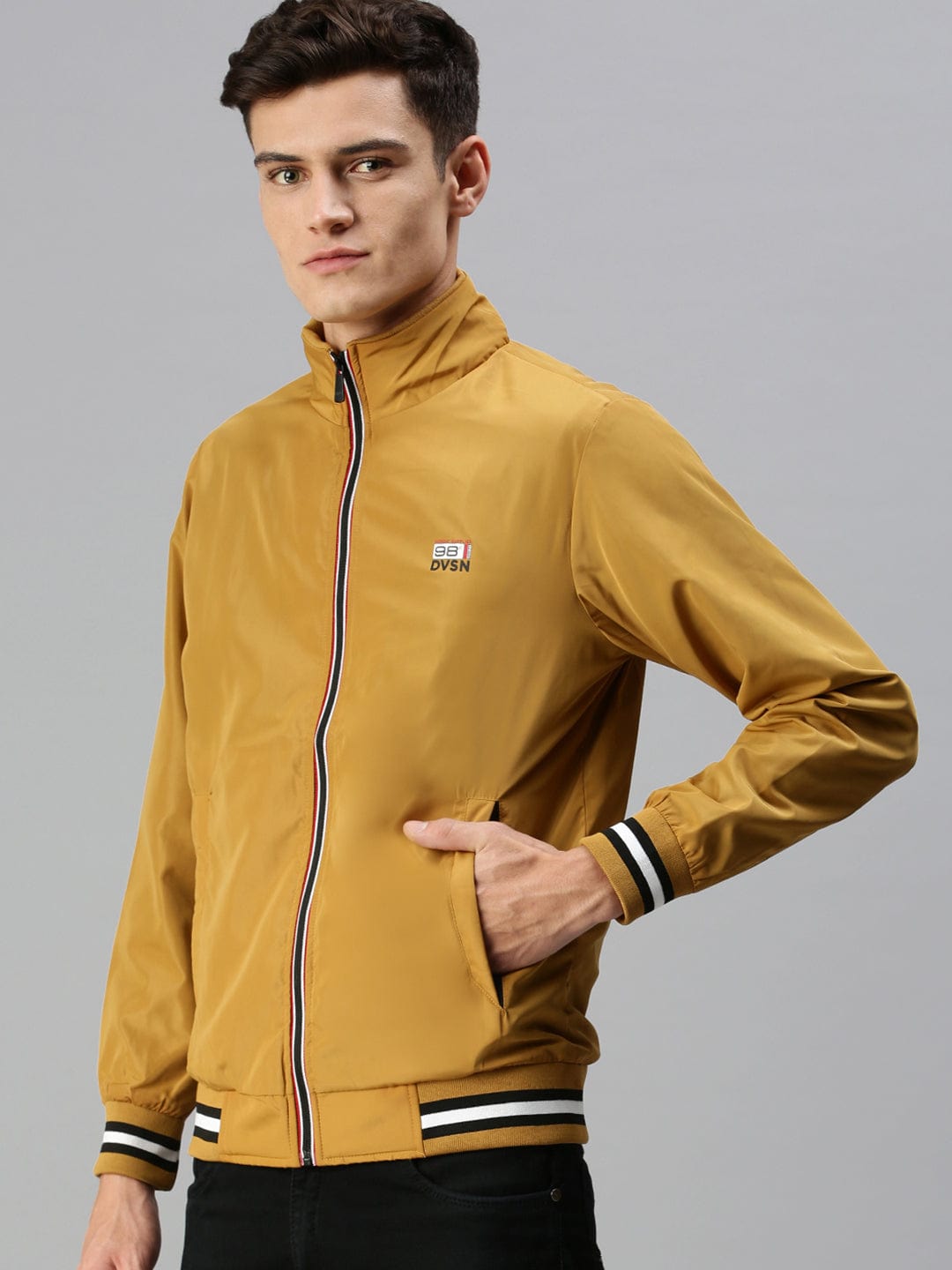 Men's Yellow Bomber with Embroidered Jacket