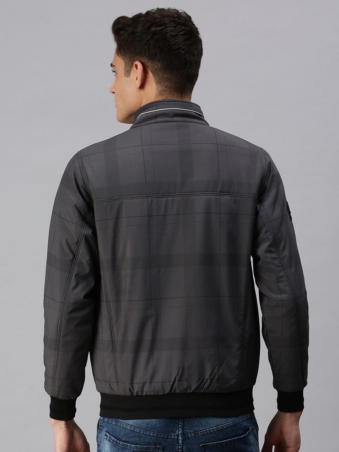 Men's Checked Grey Sporty Jacket