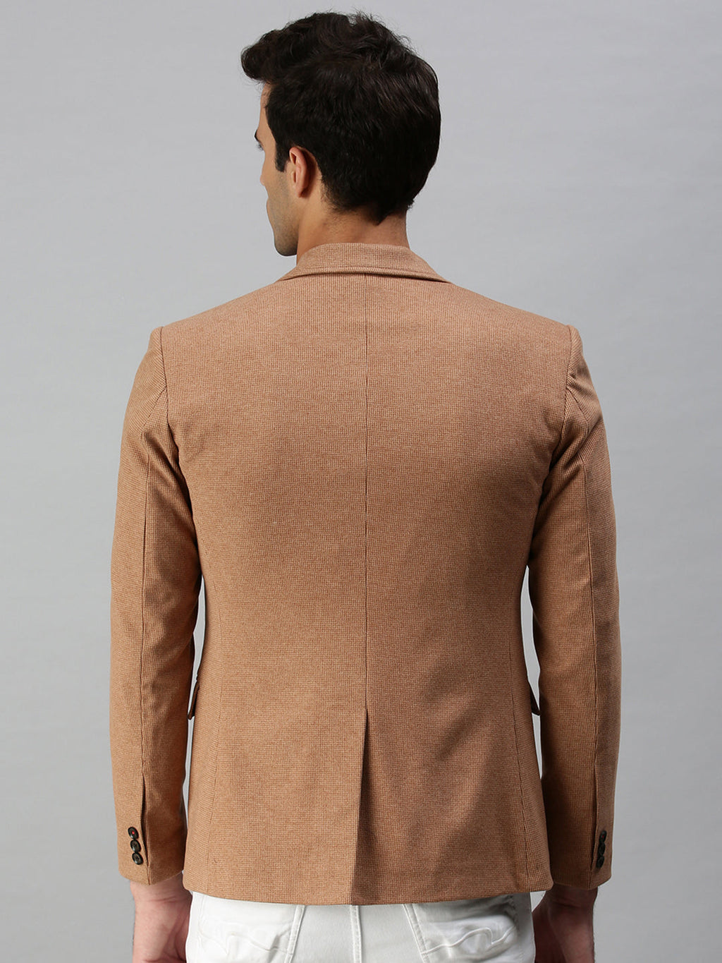 Men's Brown Solid Slim-Fit Single-Breasted Casual Blazer
