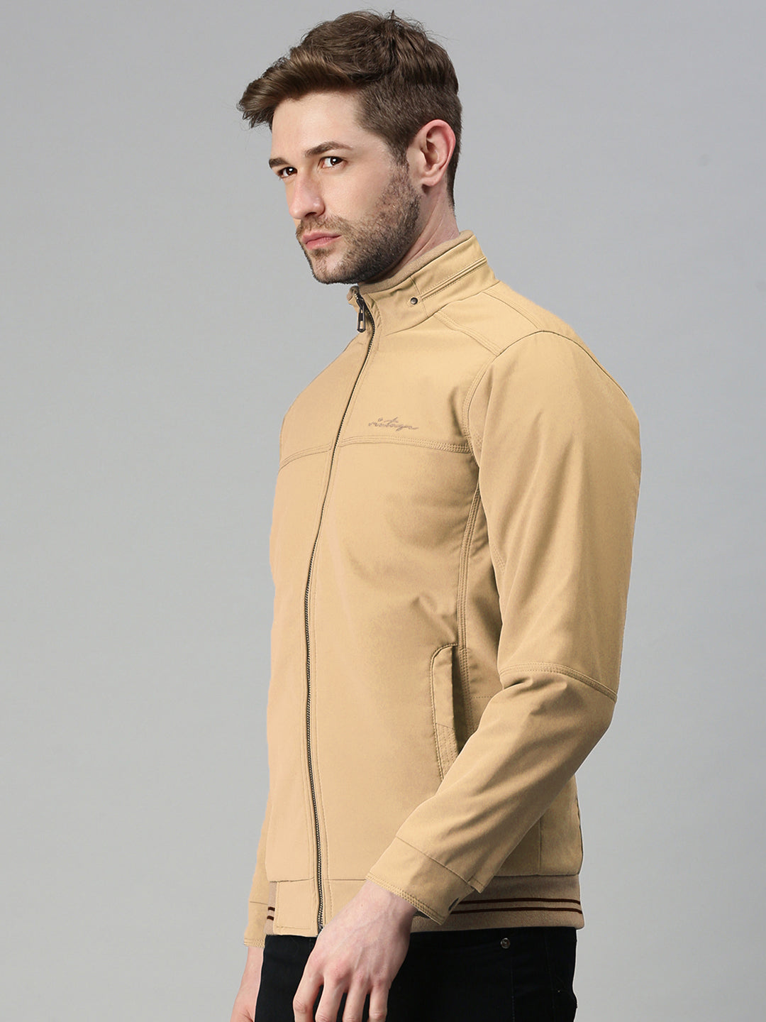 Men's Beige Open Front Jacket