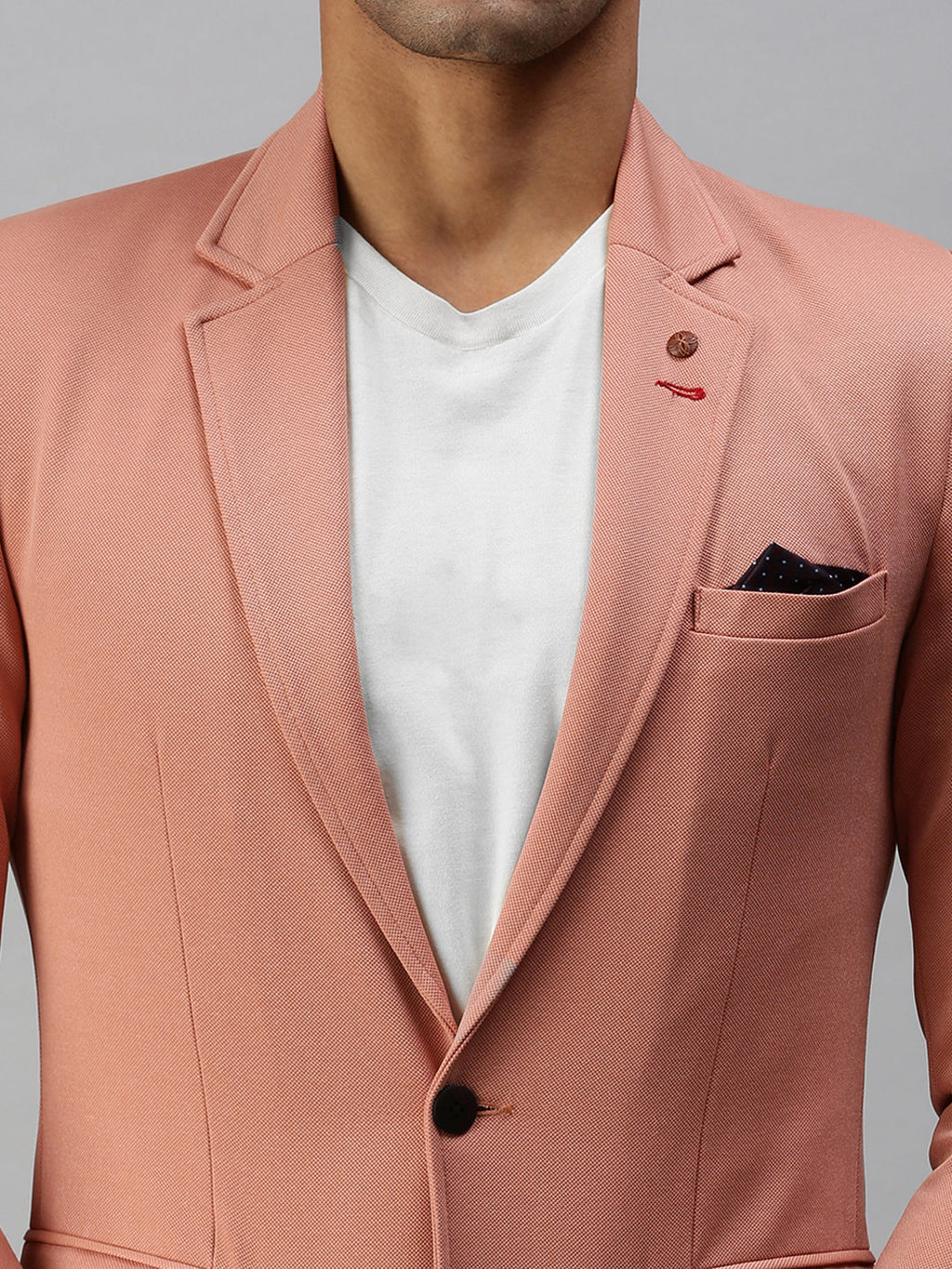 Men's Pink Solid Slim Fit Single Breasted Casual Blazers