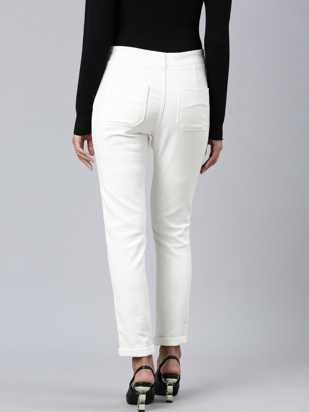 Women's Off White Slim Fit Stretchable Denim Jeans