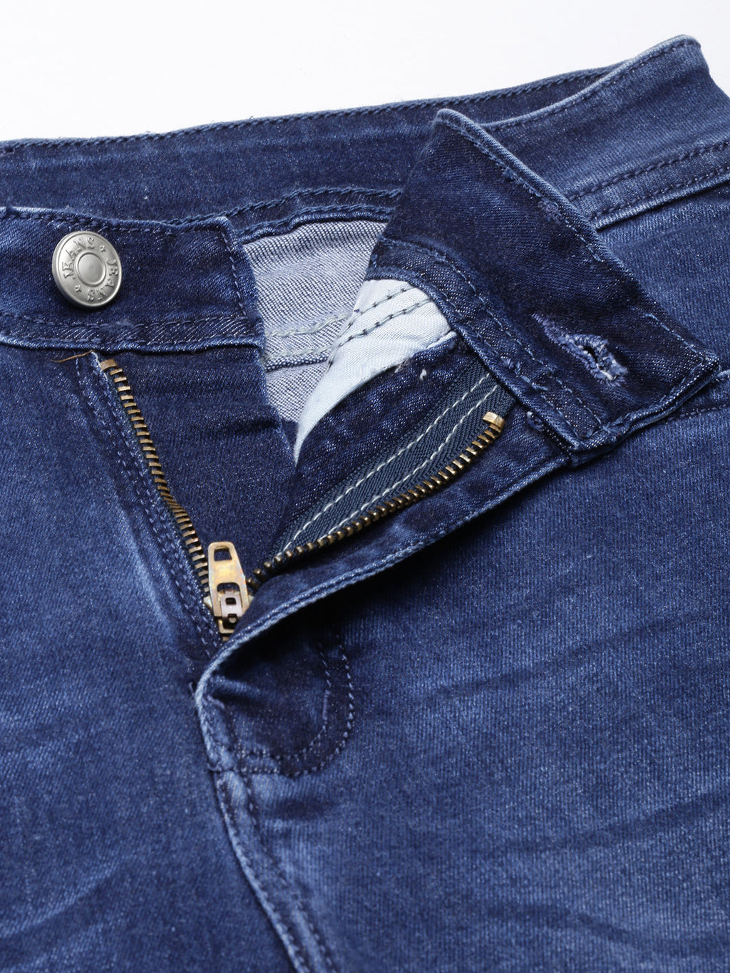 Women's Navy Blue Skinny Fit Light Fade Embellished Jeans