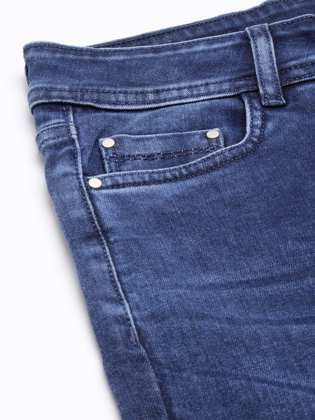 Women's Navy Blue Skinny Fit Light Fade Embellished Jeans