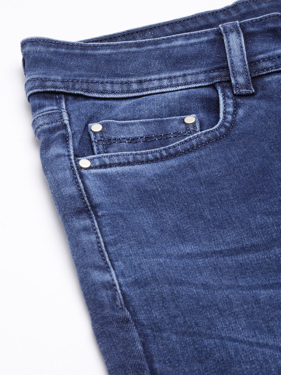 Women's Navy Blue Skinny Fit Light Fade Embellished Jeans