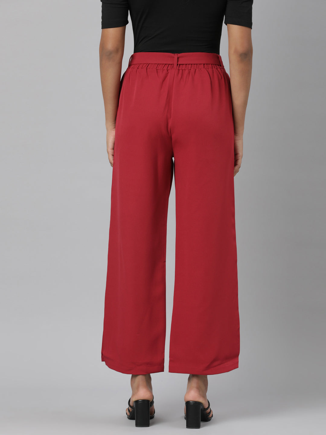 Women's Fuchsia Relaxed Straight Fit Cotton Parallel Trousers
