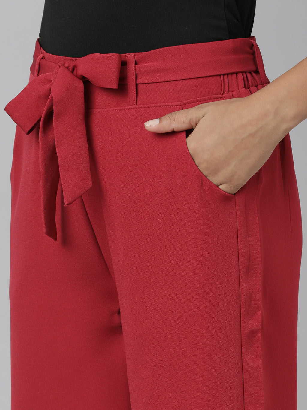 Women's Fuchsia Relaxed Straight Fit Cotton Parallel Trousers