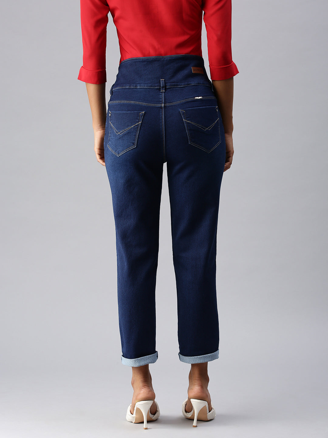 Women's Blue Straight Fit High-Rise Stretchable Denim Jeans