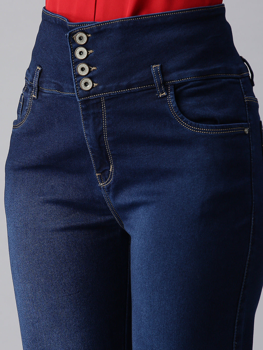 Women's Blue Straight Fit High-Rise Stretchable Denim Jeans