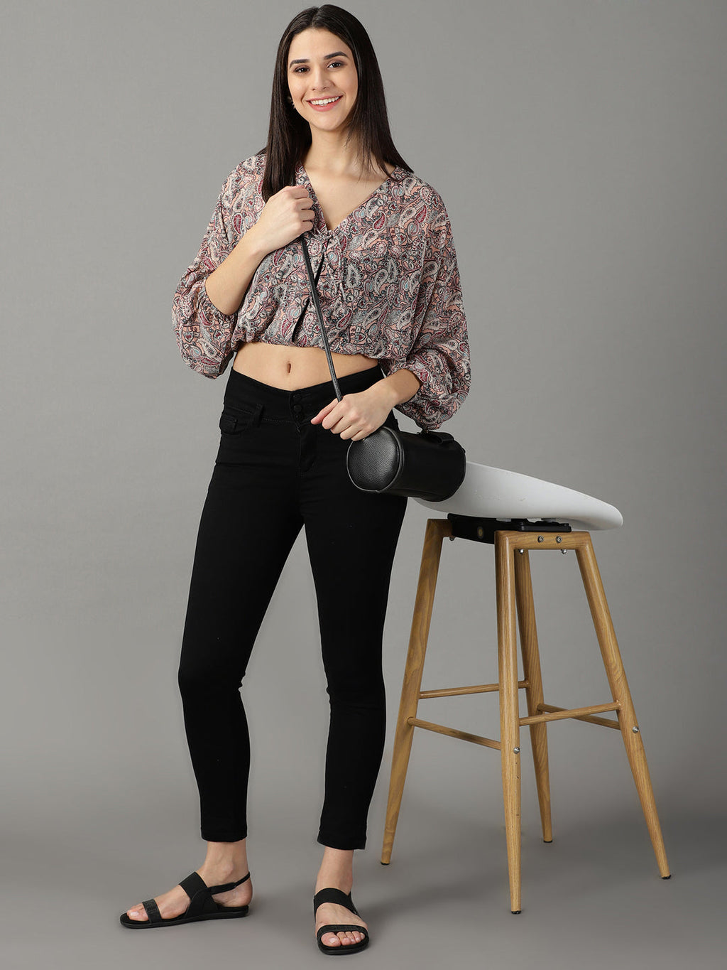 Women's Black Slim Fit High-Rise Acid Wash Stretchable Cotton Jeans