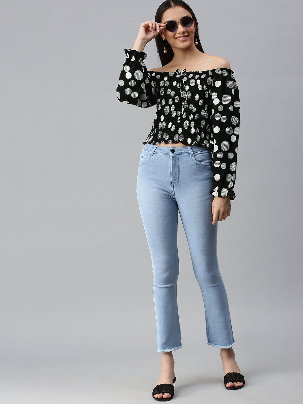 Women's Blue Jean Bootcut High-Rise Stretchable Jeans