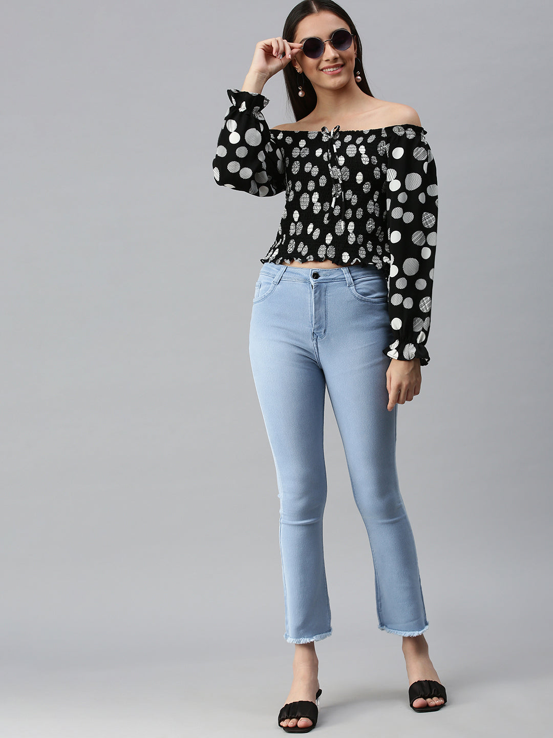 Women's Blue Jean Bootcut High-Rise Stretchable Jeans