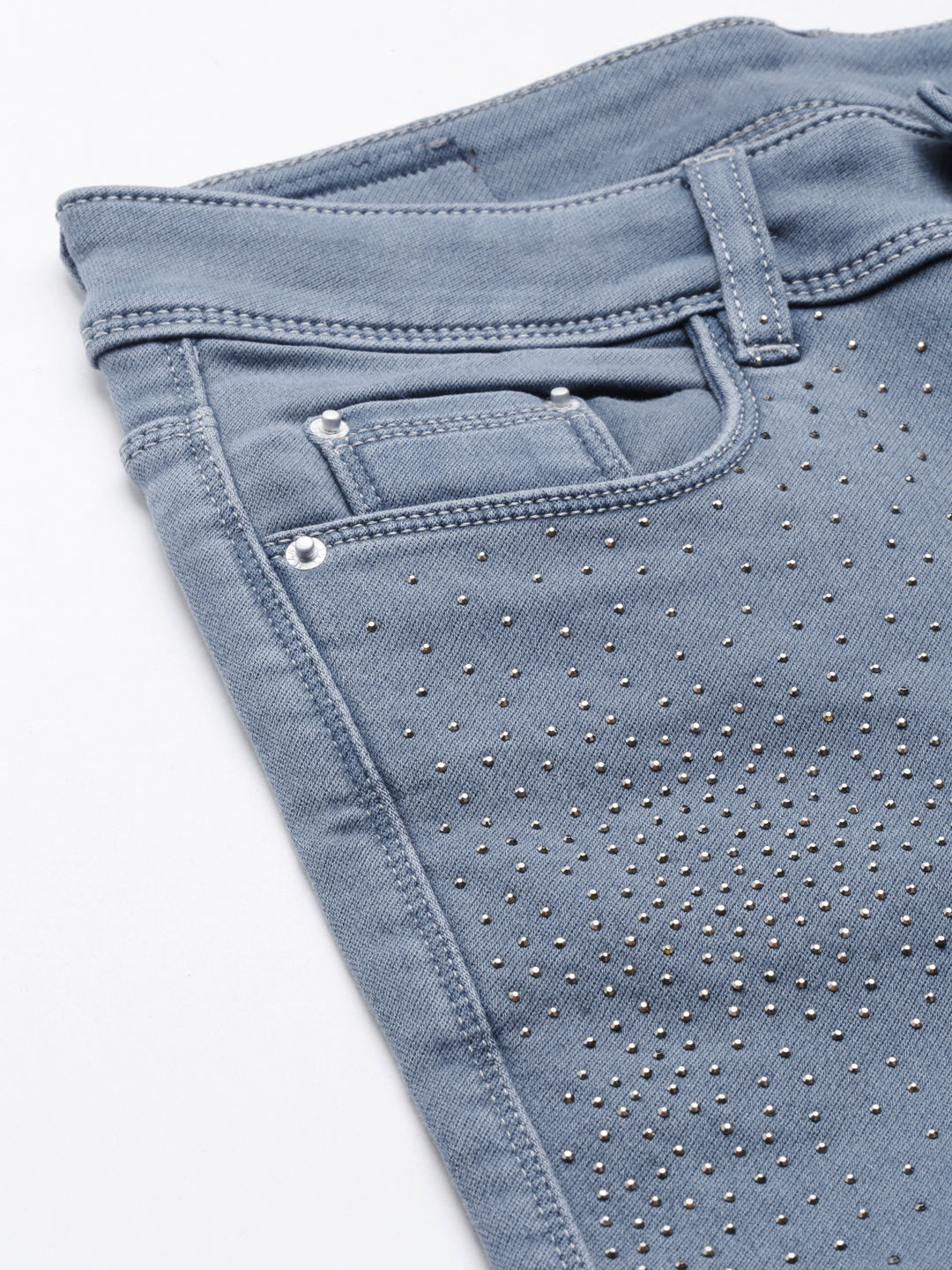 Women's Grey Skinny Fit Embellished Denim Jeans