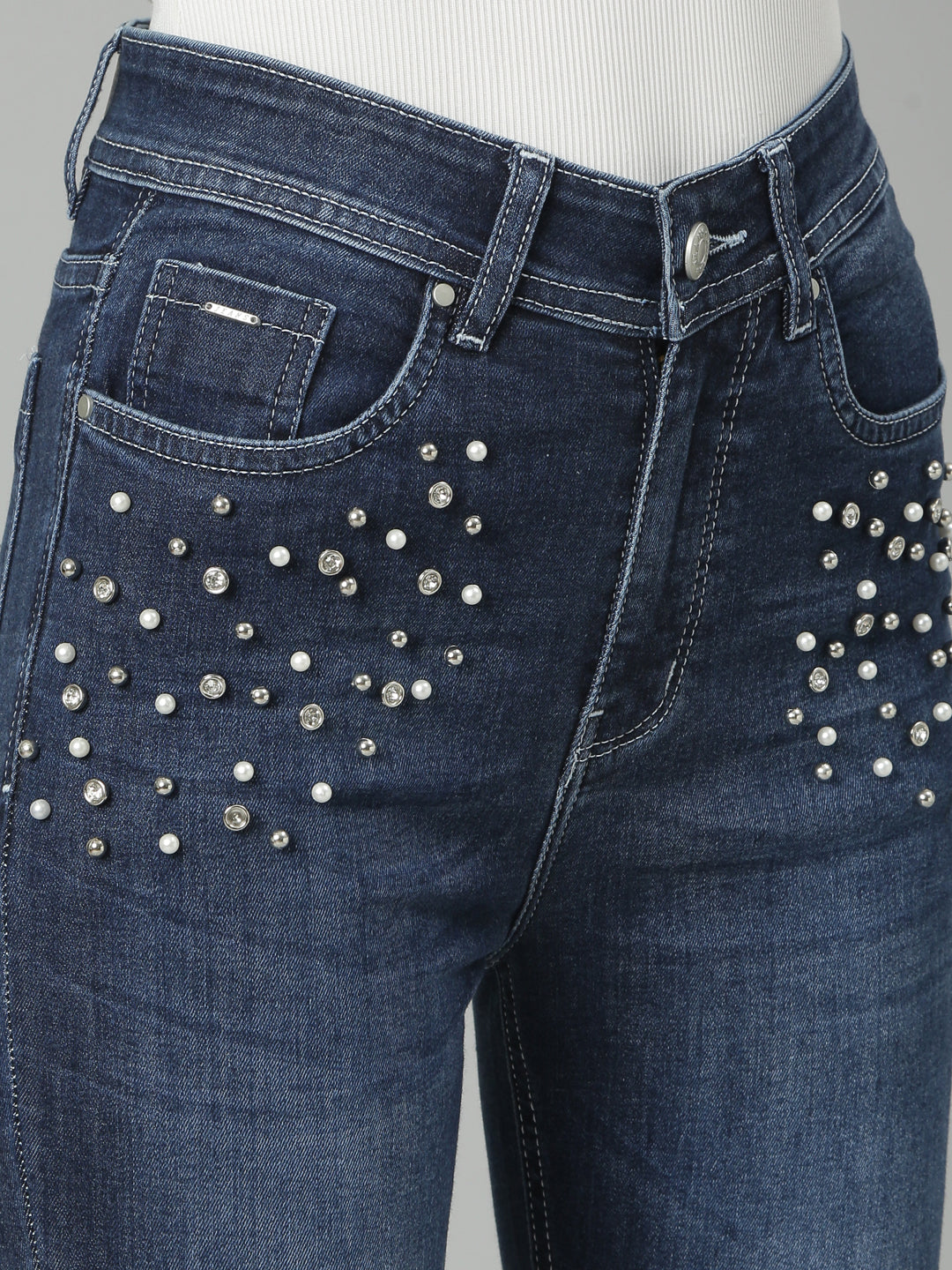 Women's Navy Blue Jean Slim Fit Light Fade Stretchable Jeans