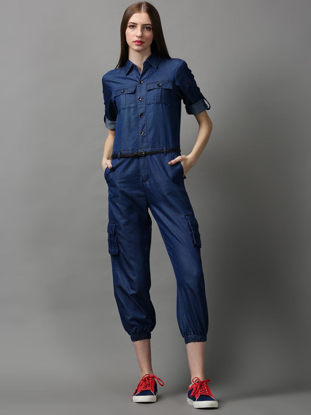 Women's Navy Blue Basic Jumpsuit