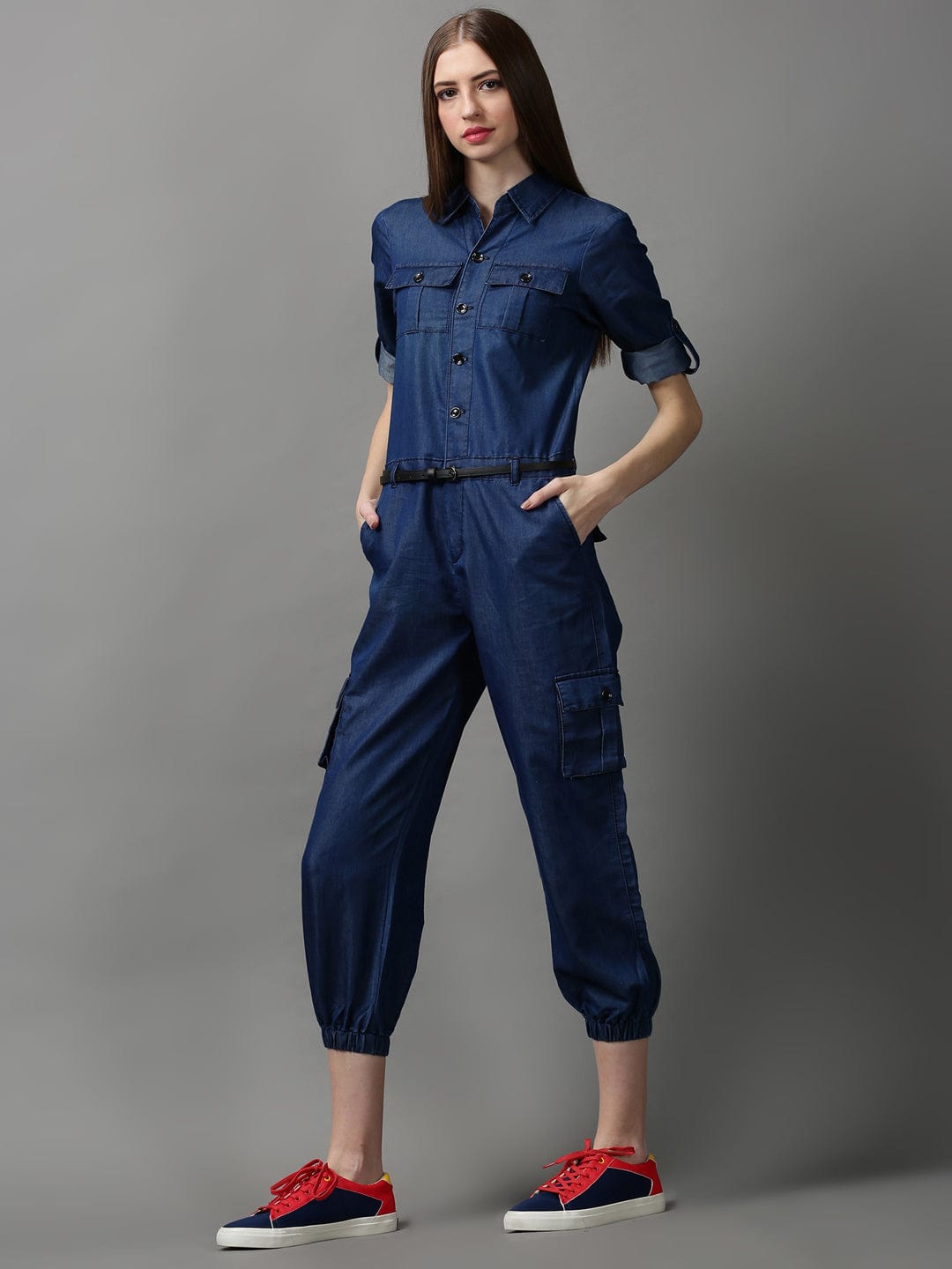 Women's Navy Blue Basic Jumpsuit