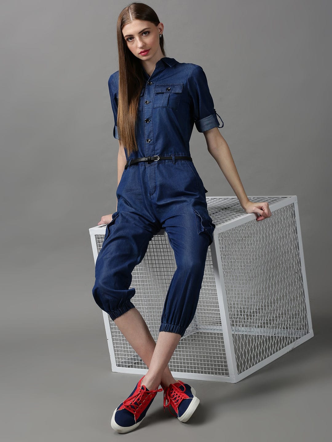 Women's Navy Blue Basic Jumpsuit