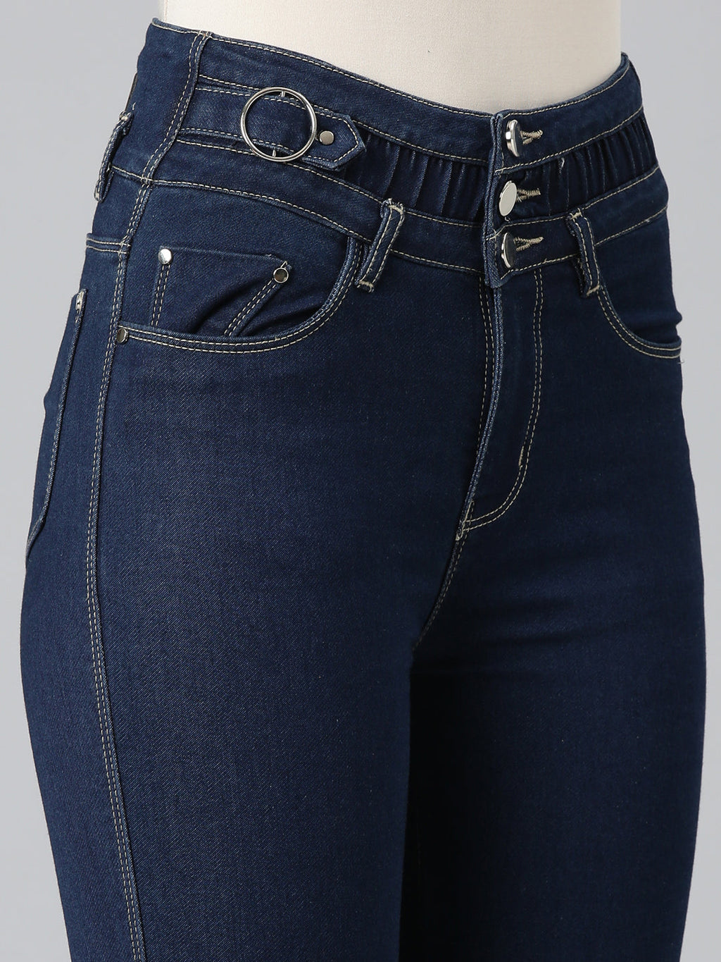 Women's Navy Blue Jean Skinny Fit High-Rise Stretchable Jeans