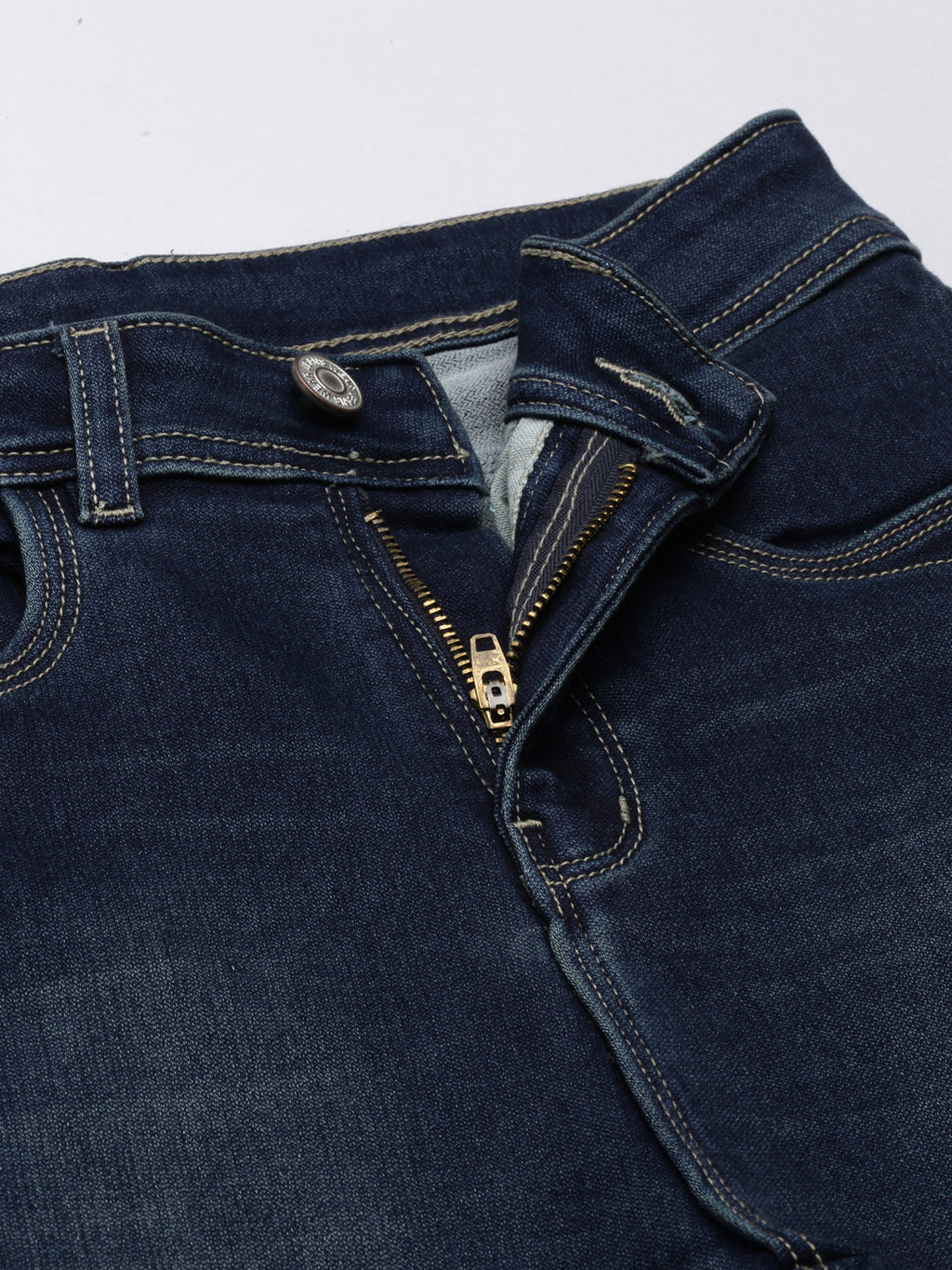 Women's Navy Blue Skinny Fit Light Fade Acid Wash Denim Jeans