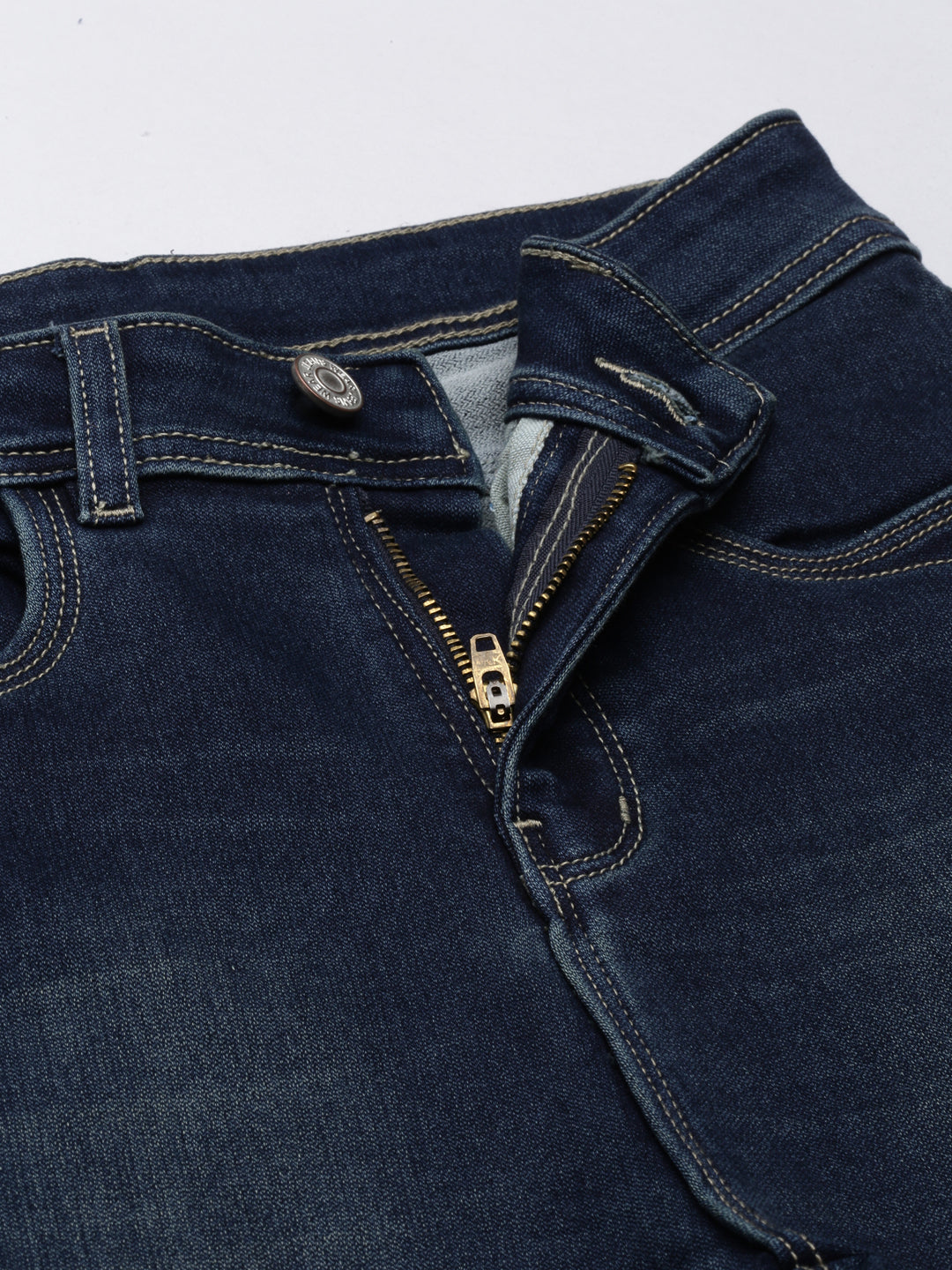 Women's Navy Blue Skinny Fit Light Fade Acid Wash Denim Jeans