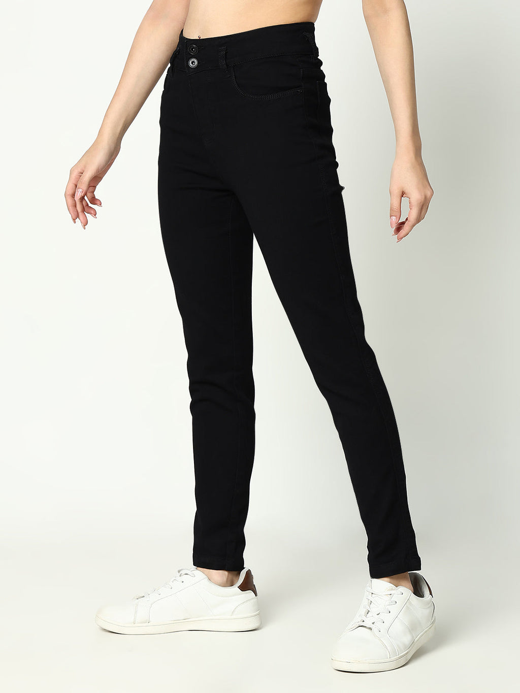 Women's Black Jean Skinny Fit High-Rise Dark Shade Denim Jeans