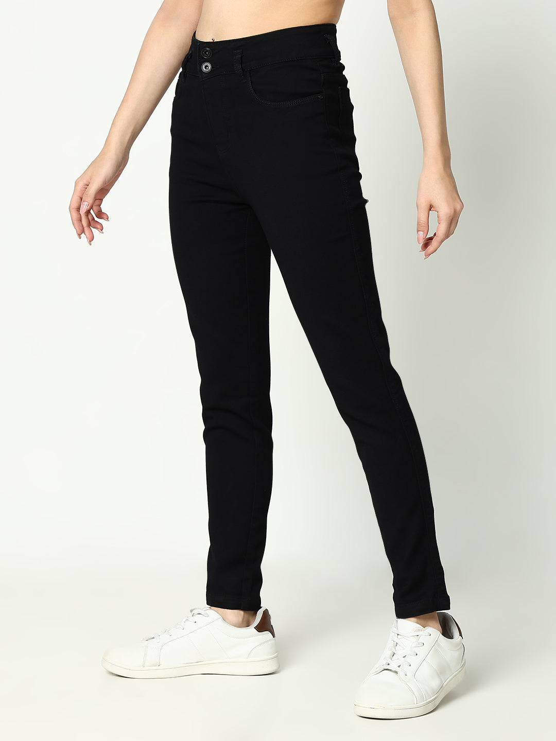 Women's Black Jean Skinny Fit High-Rise Dark Shade Denim Jeans