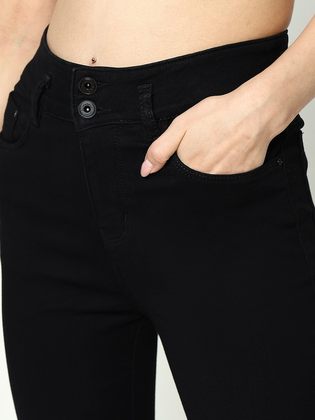 Women's Black Jean Skinny Fit High-Rise Dark Shade Denim Jeans