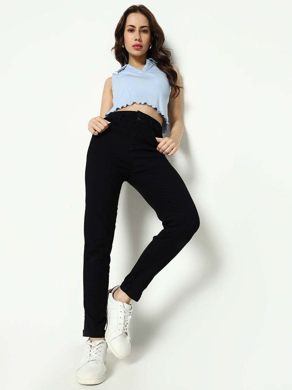 Women's Black Jean Skinny Fit High-Rise Dark Shade Denim Jeans