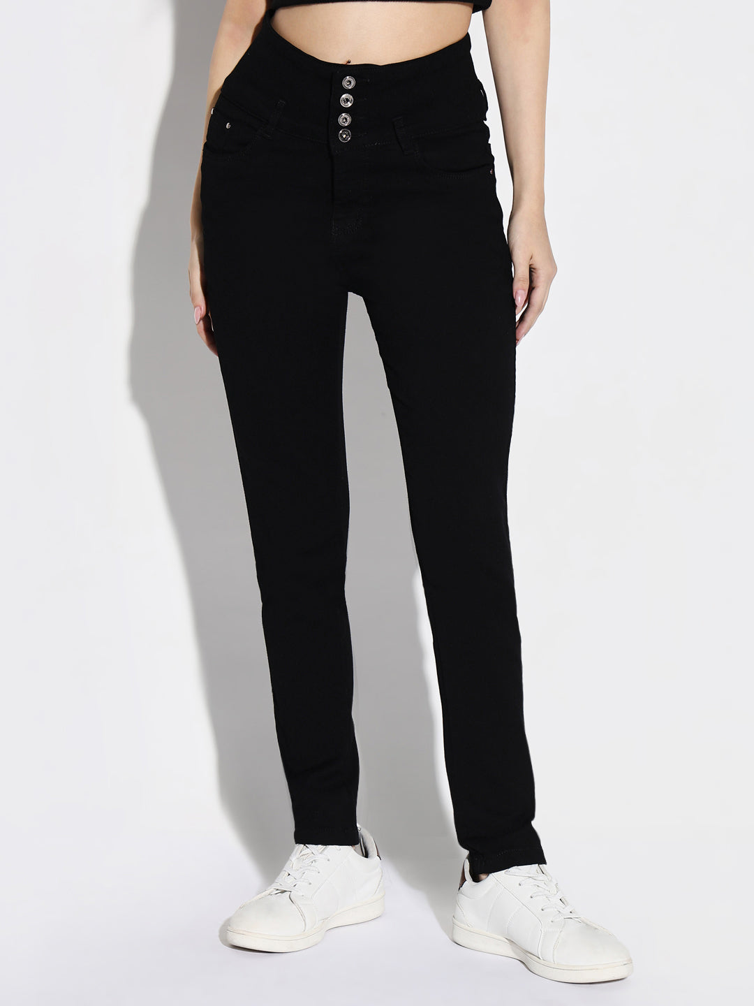 Women's Black High-Rise Comfort Slim Fit Stretchable Jeans
