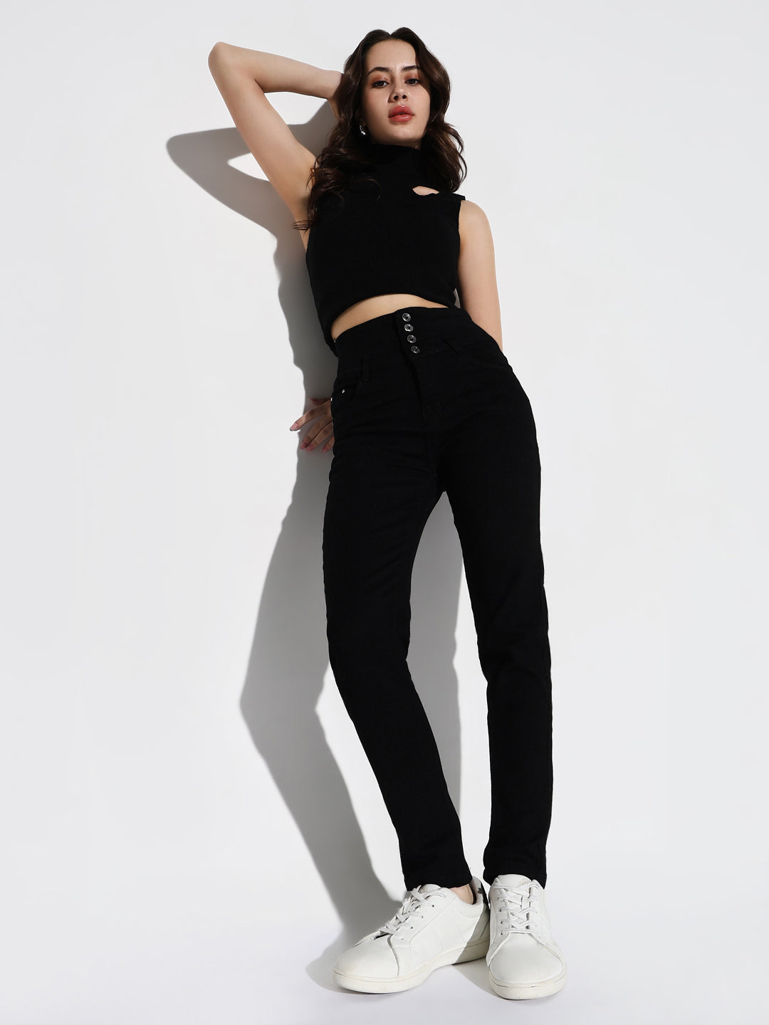 Women's Black High-Rise Comfort Slim Fit Stretchable Jeans