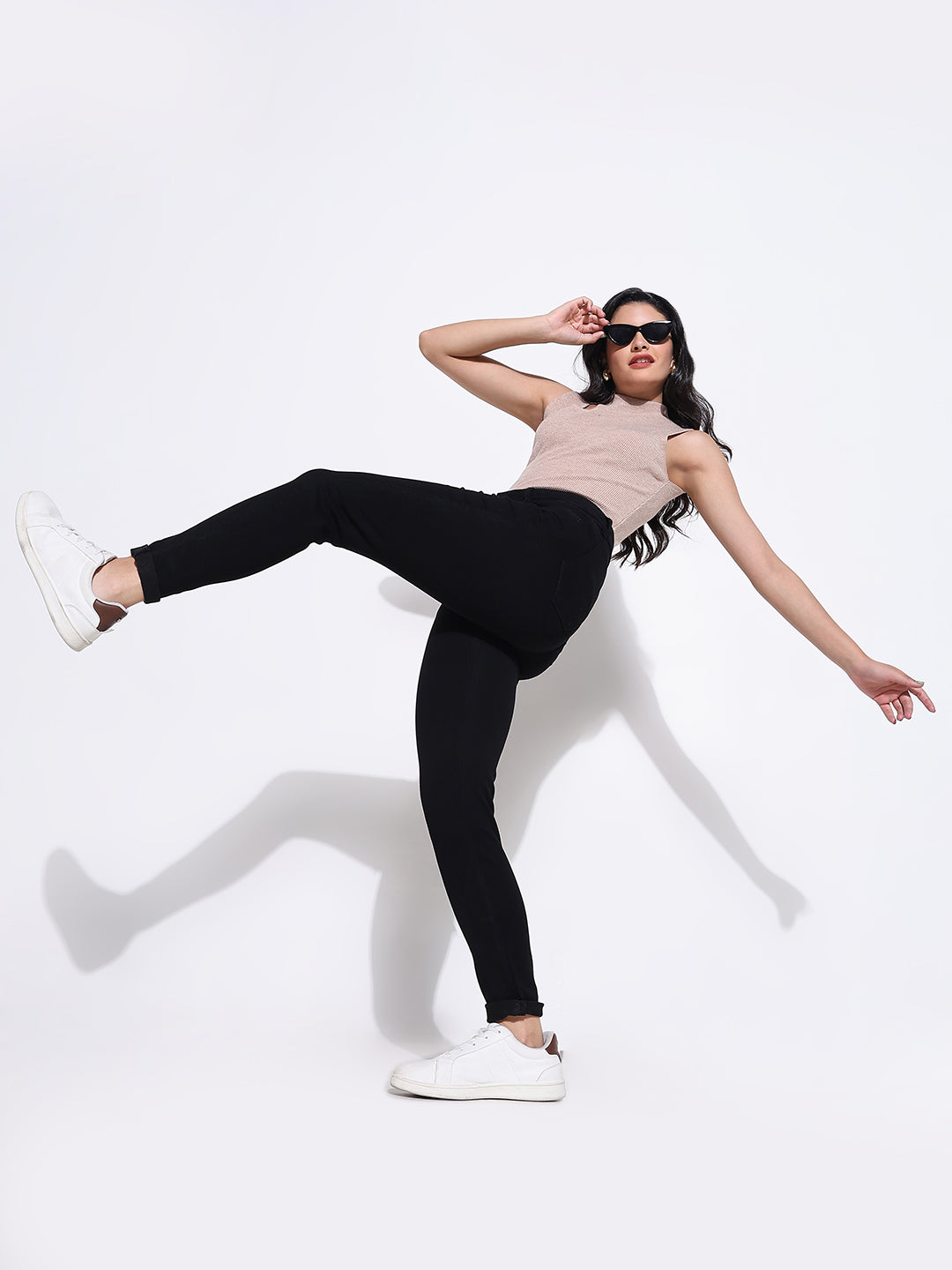 Women's Black Comfort Slim Fit Acid Wash Stretchable Jeans