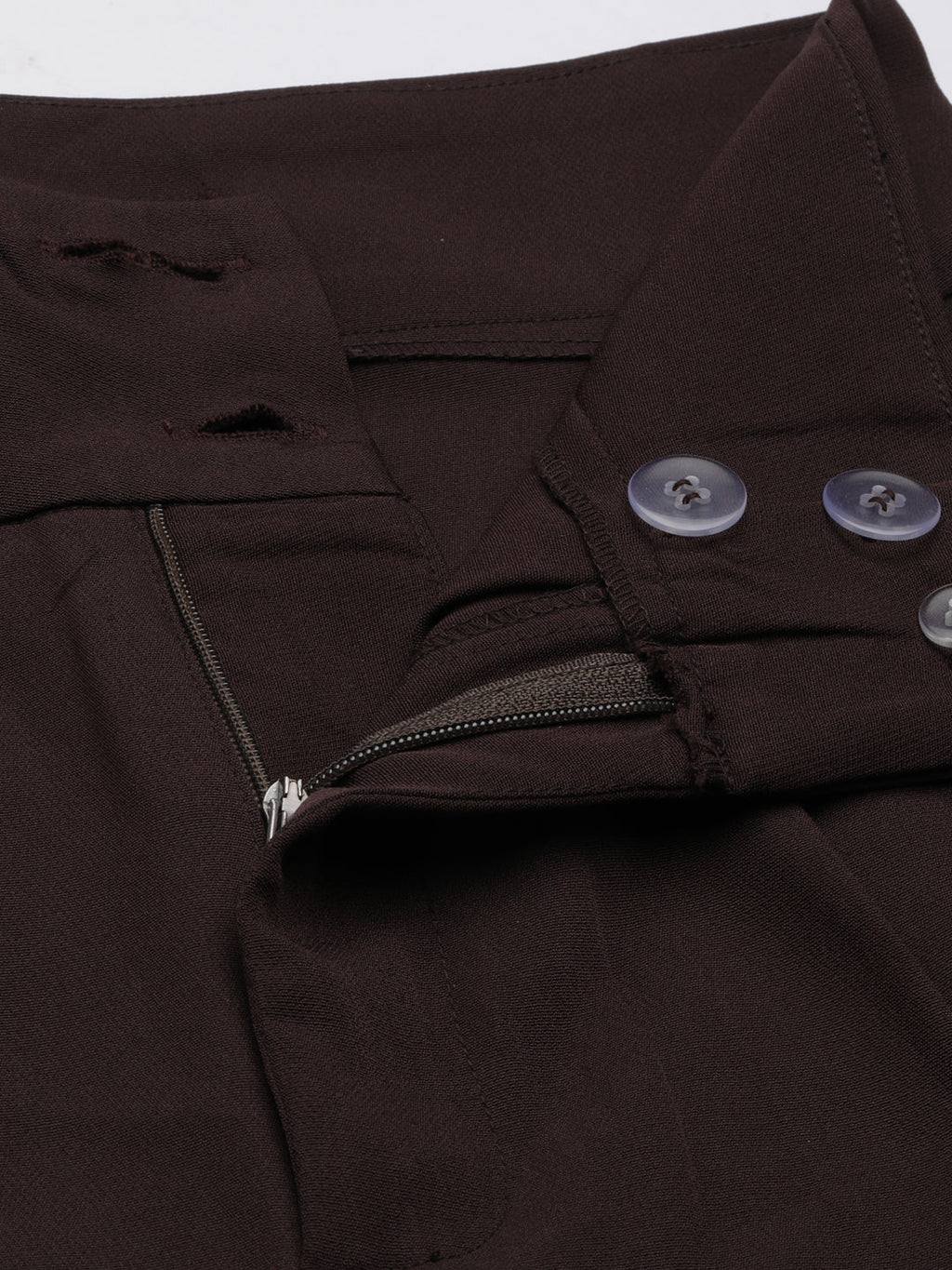 Women's Brown Relaxed Straight Fit Cotton Parallel Trousers