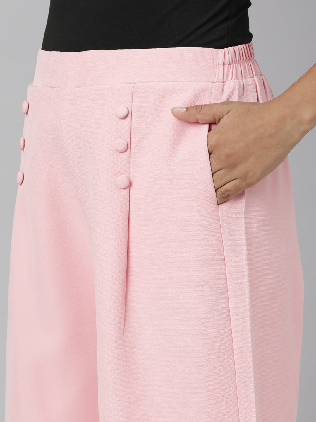 Women's Pink Relaxed Straight Leg Cotton Parallel Trouser