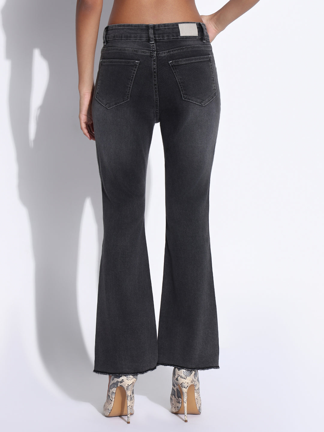 Women's Solid Charcoal Bootcut Jeans