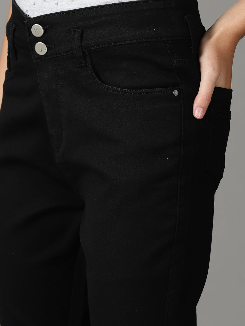 Women's Black Bootcut High-Rise Acid Wash Stretchable Jeans