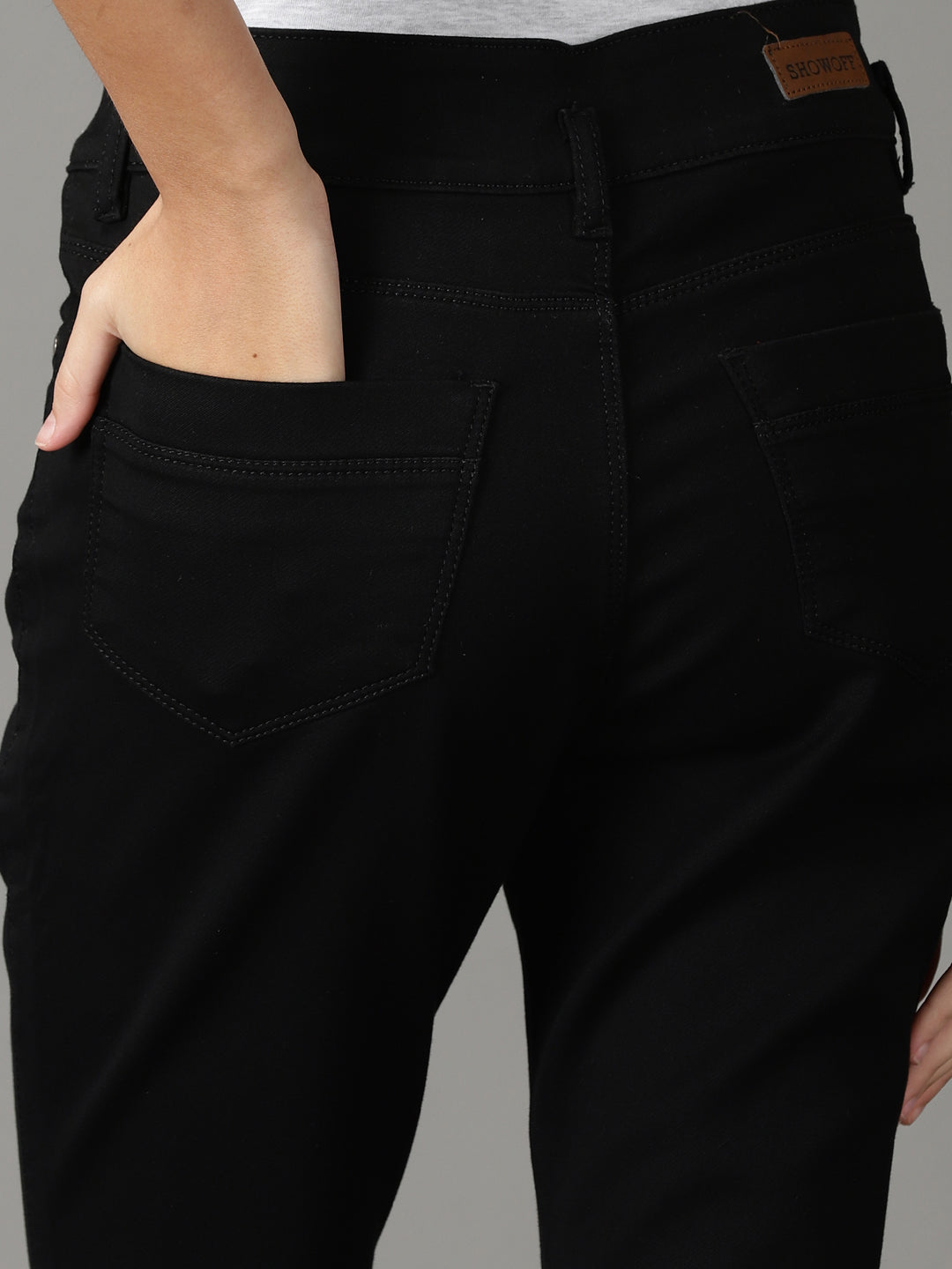 Women's Black Bootcut High-Rise Acid Wash Stretchable Jeans