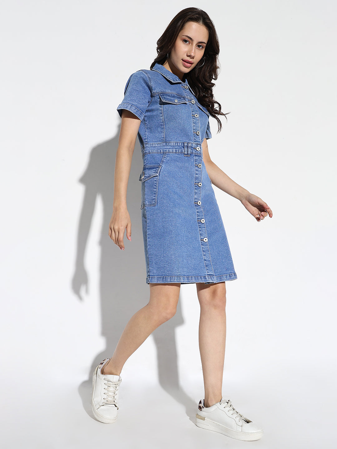 Women's Blue Denim Casual Shirt Dress