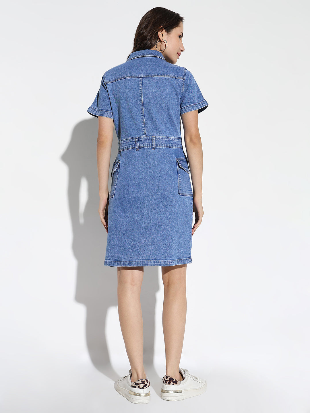 Women's Blue Denim Casual Shirt Dress