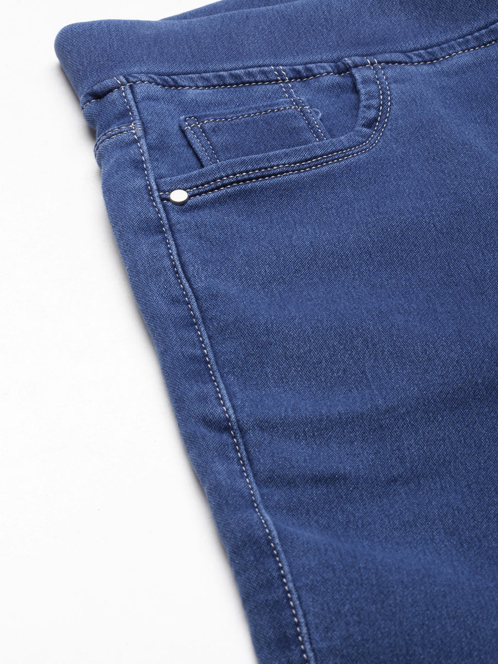 Women's Blue Jean Skinny Fit Cuffed Hem High-Rise Denim Jeans