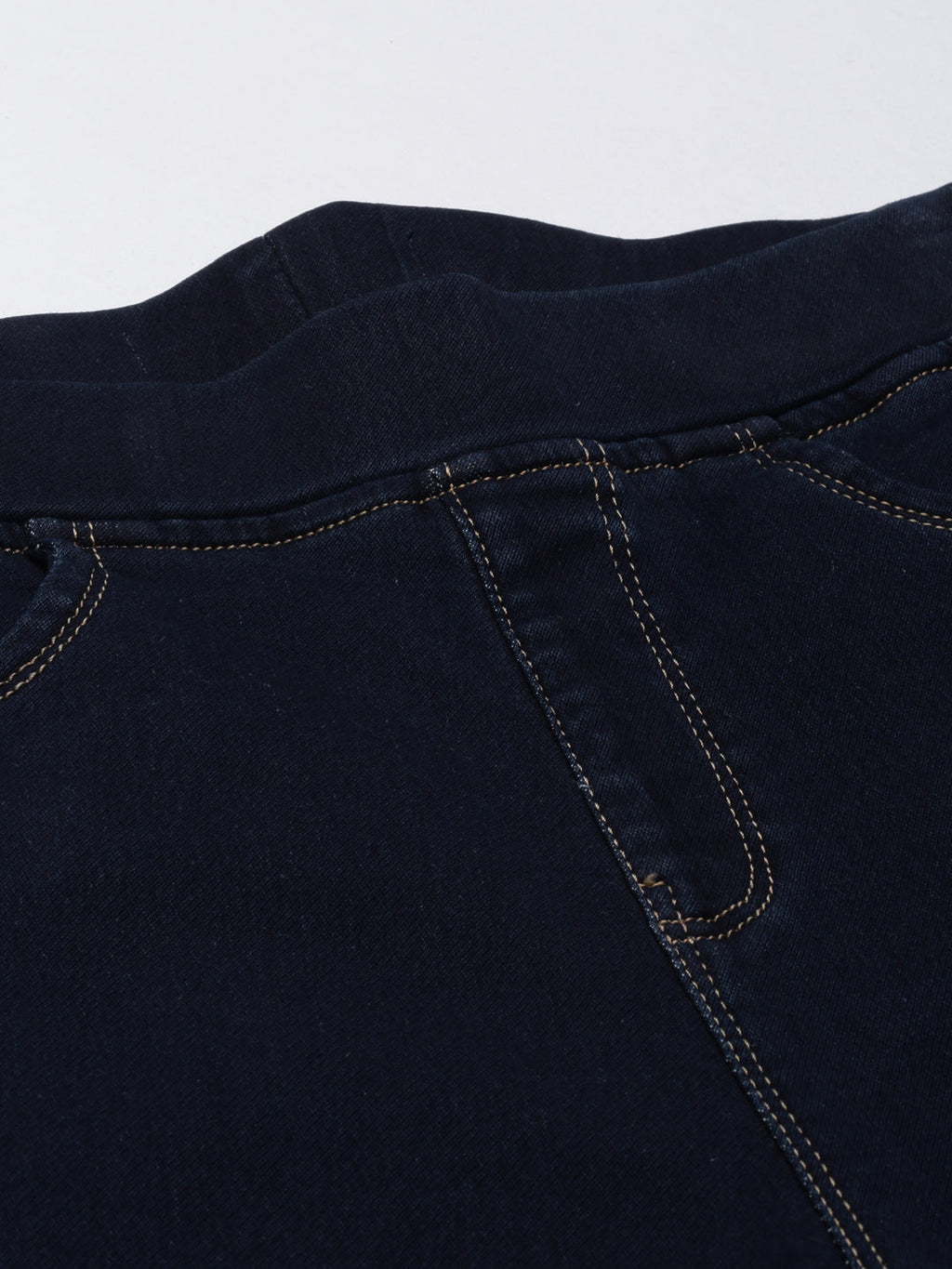 Women's Navy Blue Cuffed Hem Skinny Fit Mid-Rise Denim Jean